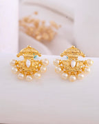 VOJ Gold-Polished Classic Pearl Studded Anti Tarnish Earrings