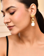 VOJ Gold-Polished Stone Studded Designer Anti Tarnish Earrings