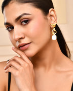 VOJ Gold-Polished Stone Studded Designer Anti Tarnish Earrings