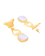 VOJ Gold-Polished Stone Studded Designer Anti Tarnish Earrings