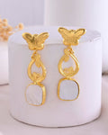VOJ Gold-Polished Stone Studded Designer Anti Tarnish Earrings