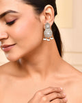 VOJ Silver Plated Beats Studded Classic Stud Earrings