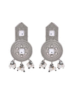VOJ Silver Plated Beats Studded Classic Stud Earrings