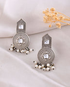 VOJ Silver Plated Beats Studded Classic Stud Earrings