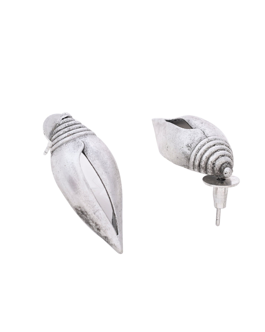 VOJ Silver Plted Classic Shankh Shape Earrings