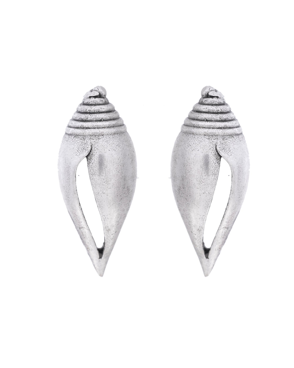 VOJ Silver Plted Classic Shankh Shape Earrings