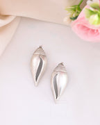 VOJ Silver Plted Classic Shankh Shape Earrings