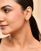 VOJ Gold-Polished Flower Shape Anti Tarnish Studs Earrings | Grocsy