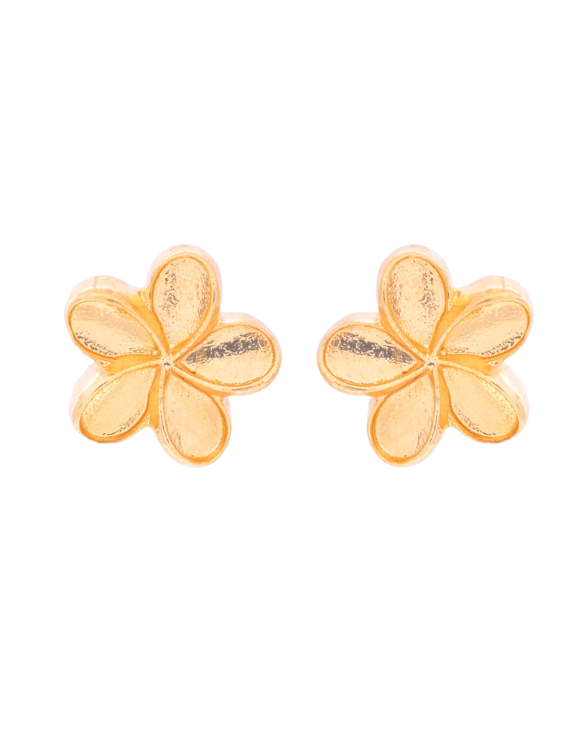 VOJ Gold-Polished Flower Shape Anti Tarnish Studs Earrings | Grocsy