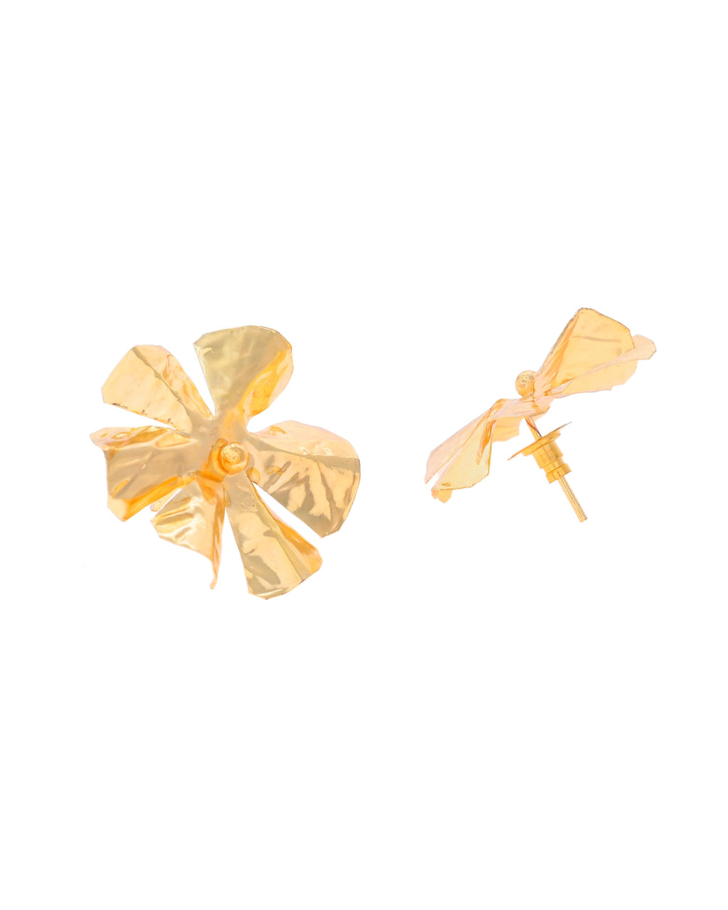 VOJ Gold-Toned Floral Studs Earrings