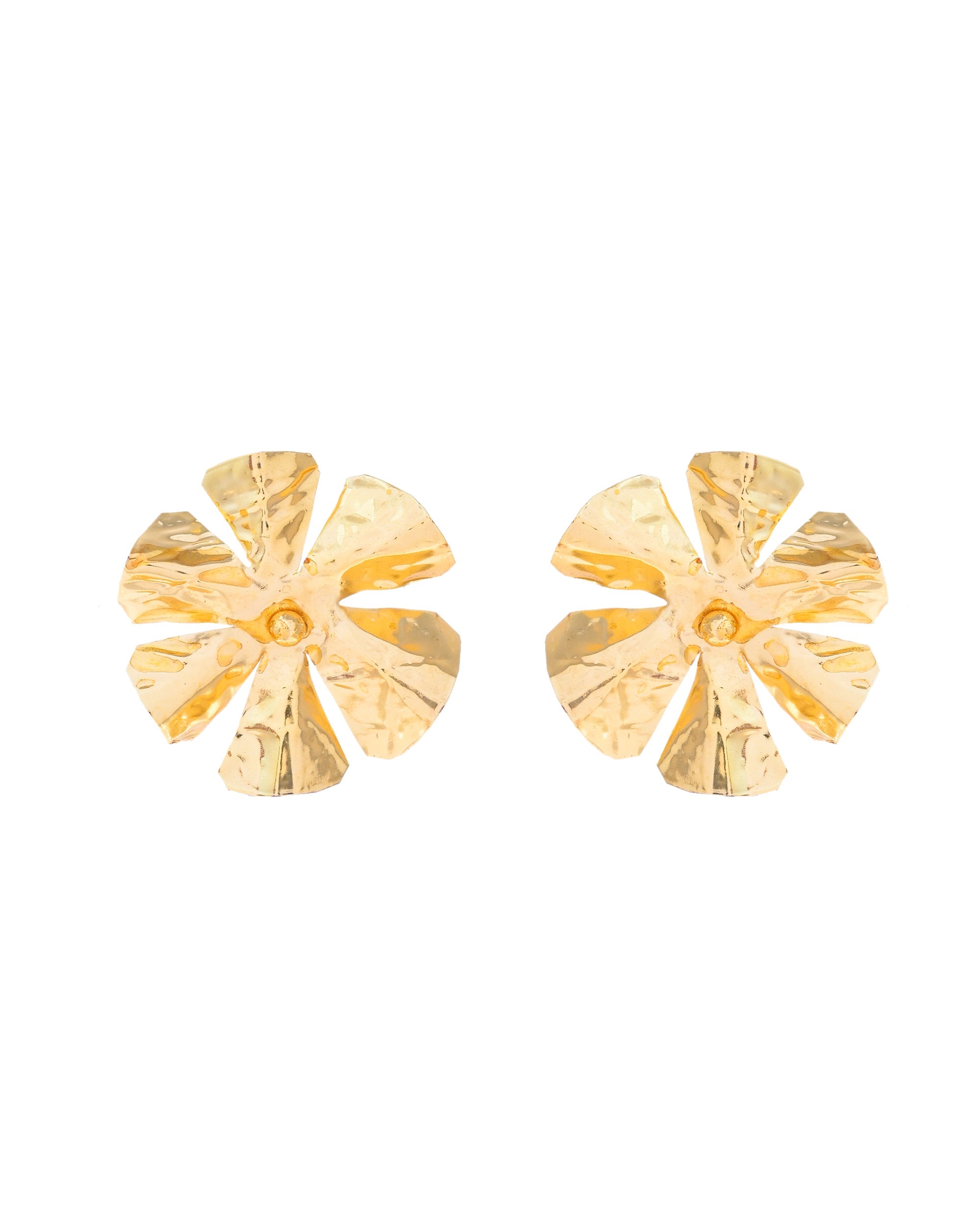 VOJ Gold-Toned Floral Studs Earrings