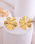 VOJ Gold-Toned Floral Studs Earrings