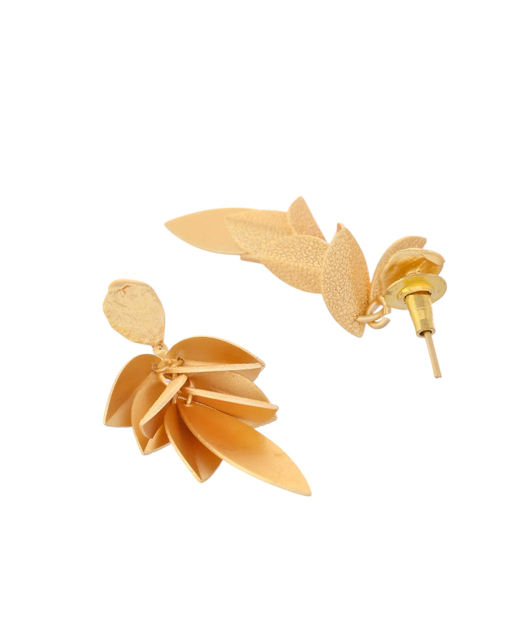 VOJ Gold-Toned Anti Tarnish Leafs Drop Earrings | Grocsy