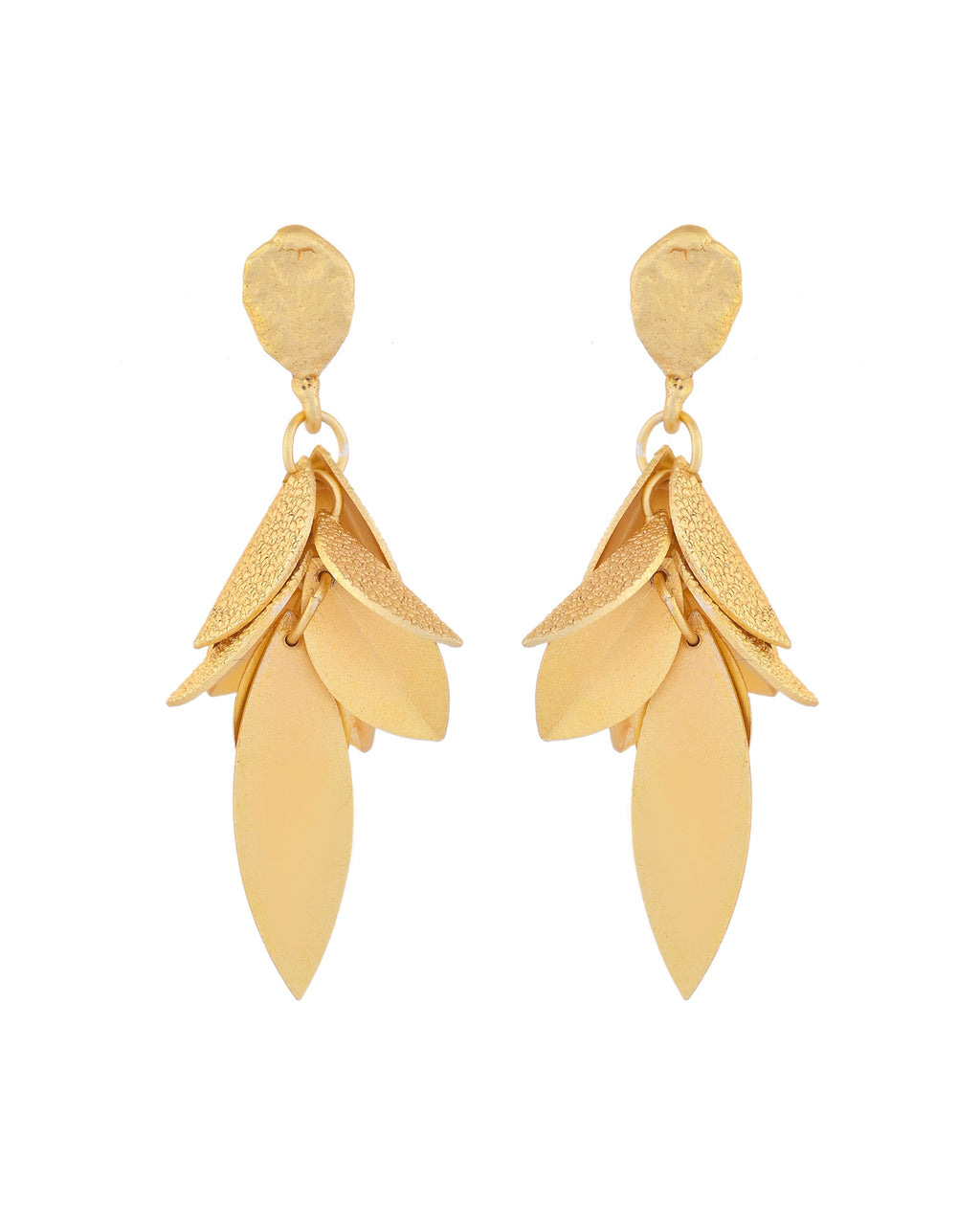 VOJ Gold-Toned Anti Tarnish Leafs Drop Earrings | Grocsy