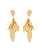 VOJ Gold-Toned Anti Tarnish Leafs Drop Earrings | Grocsy