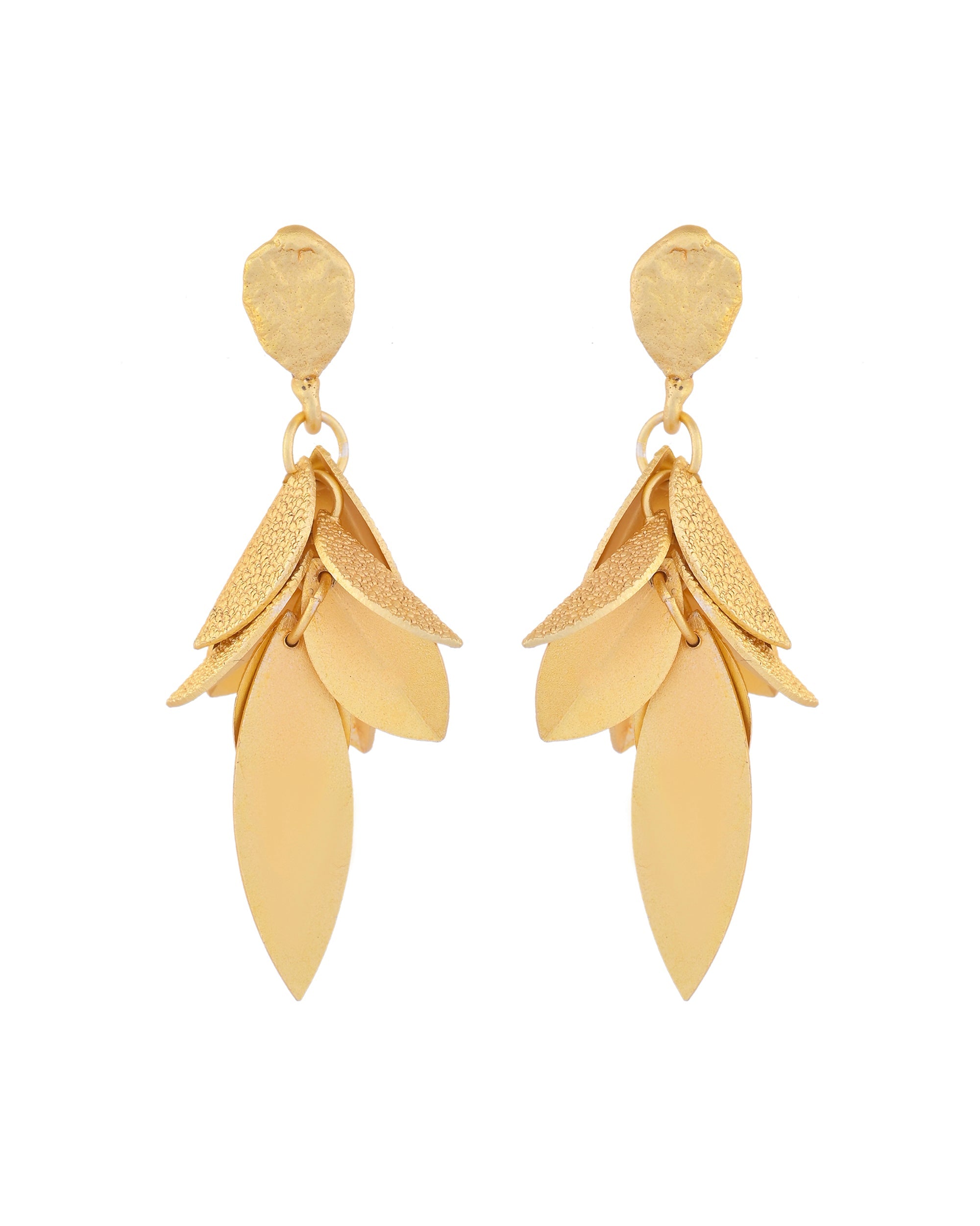 VOJ Gold-Toned Anti Tarnish Leafs Drop Earrings | Grocsy