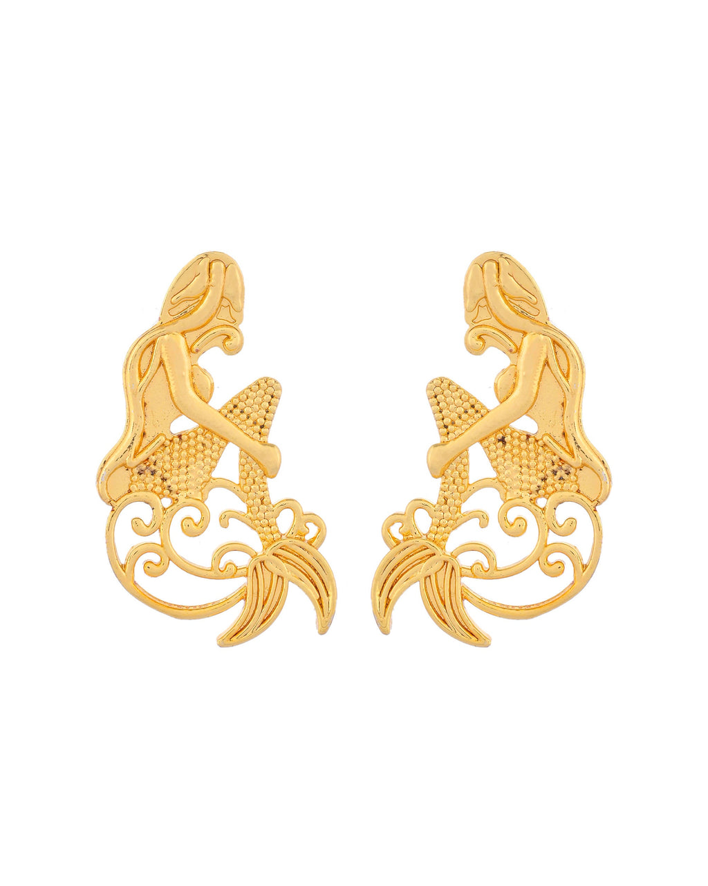 VOJ Gold-Toned Marmaid Shape Anti Tarnish Earrings
