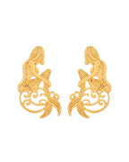 VOJ Gold-Toned Marmaid Shape Anti Tarnish Earrings