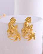 VOJ Gold-Toned Marmaid Shape Anti Tarnish Earrings