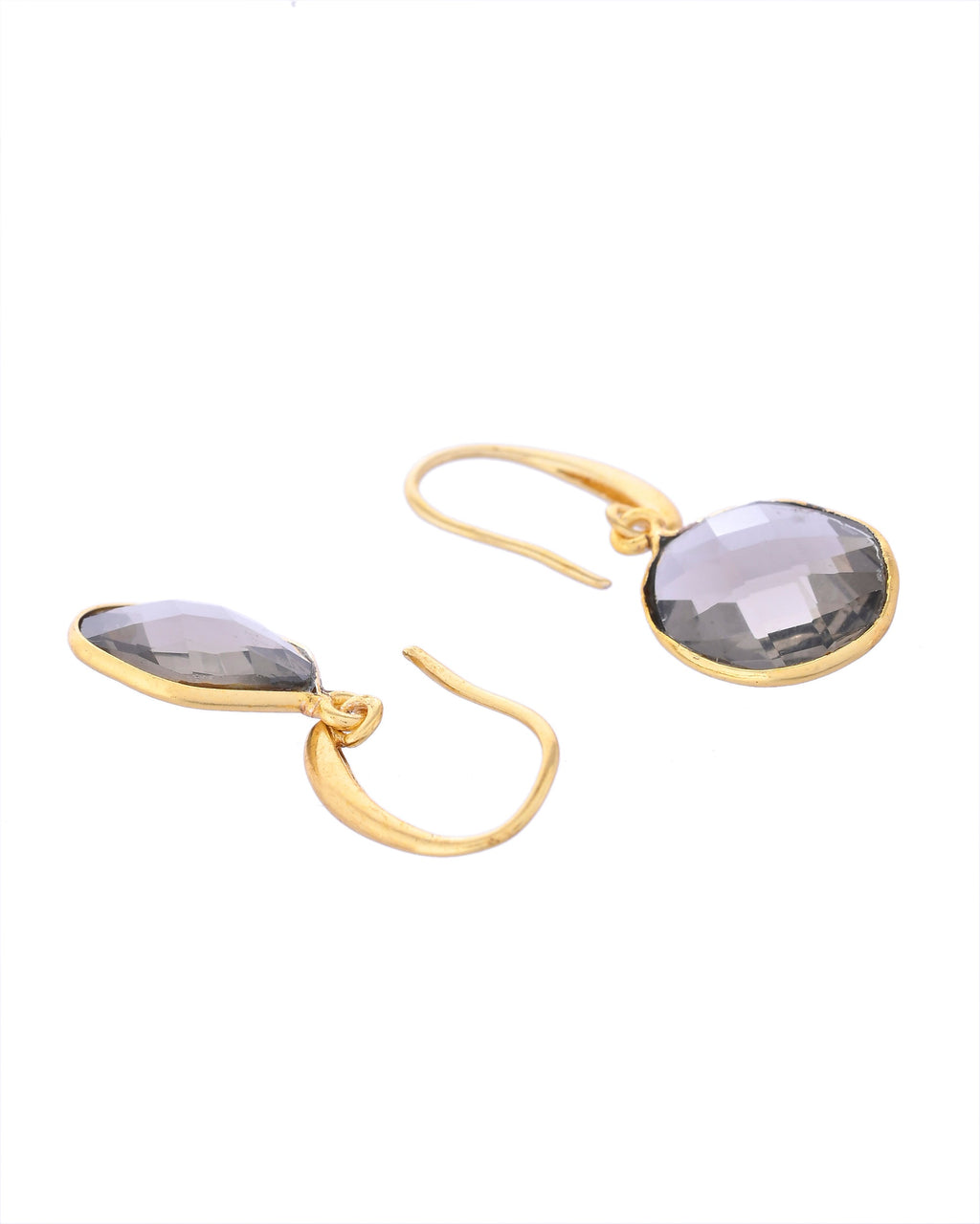 VOJ Gold-Polished Classic Stone Studded Drop Earrings
