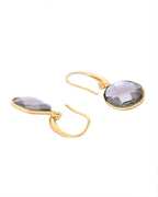 VOJ Gold-Polished Classic Stone Studded Drop Earrings