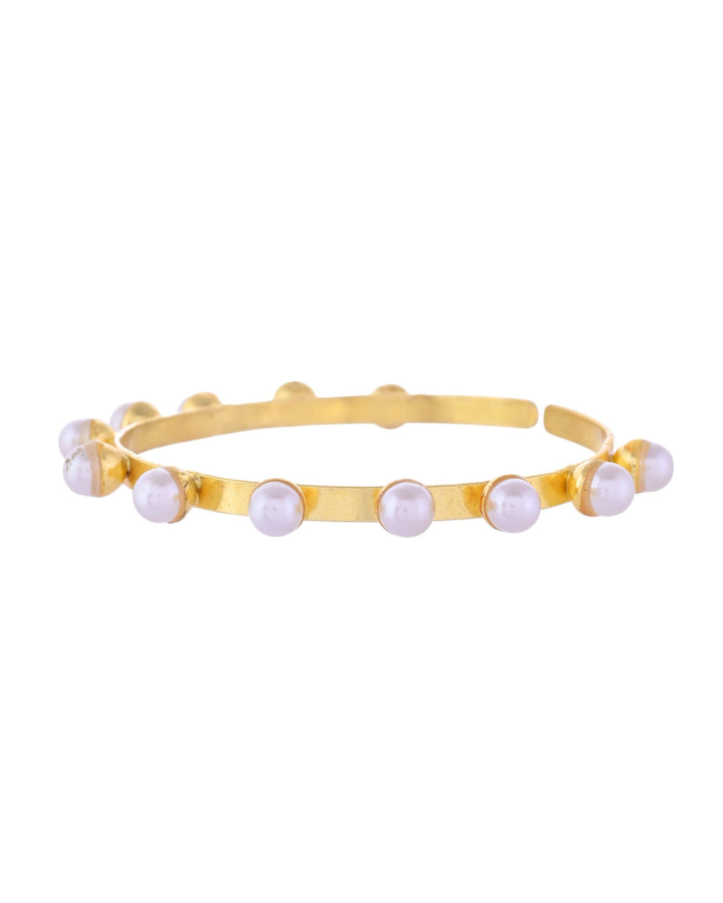 VOJ Gold-Polished Pearl Studded Kada Barcelet