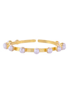 VOJ Gold-Polished Pearl Studded Kada Barcelet