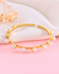 VOJ Gold-Polished Pearl Studded Kada Barcelet