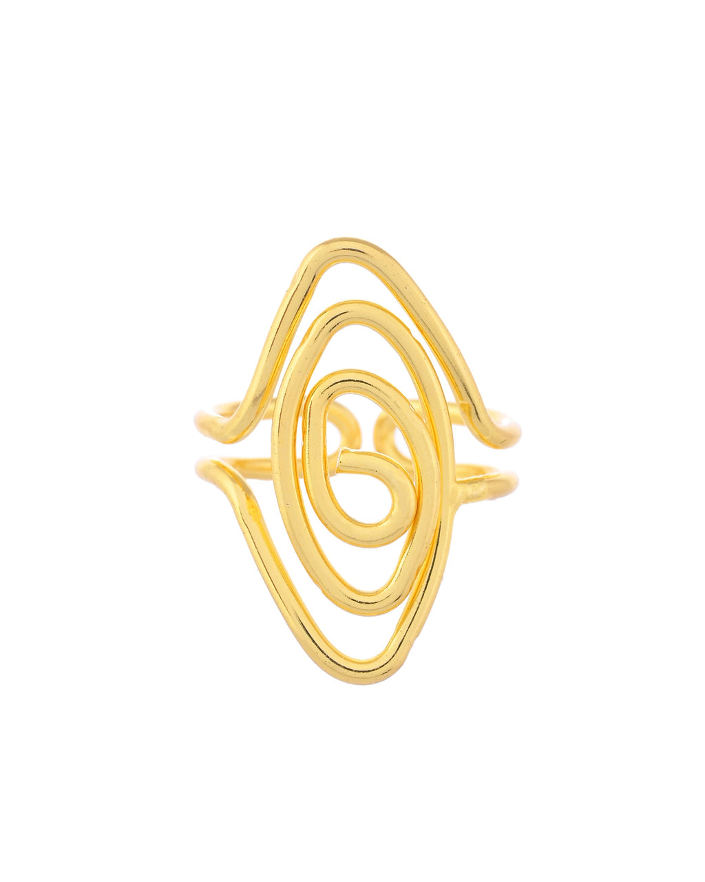 VOJ Gold-Polished Anti Tarnish Textured Finger Ring | Grocsy