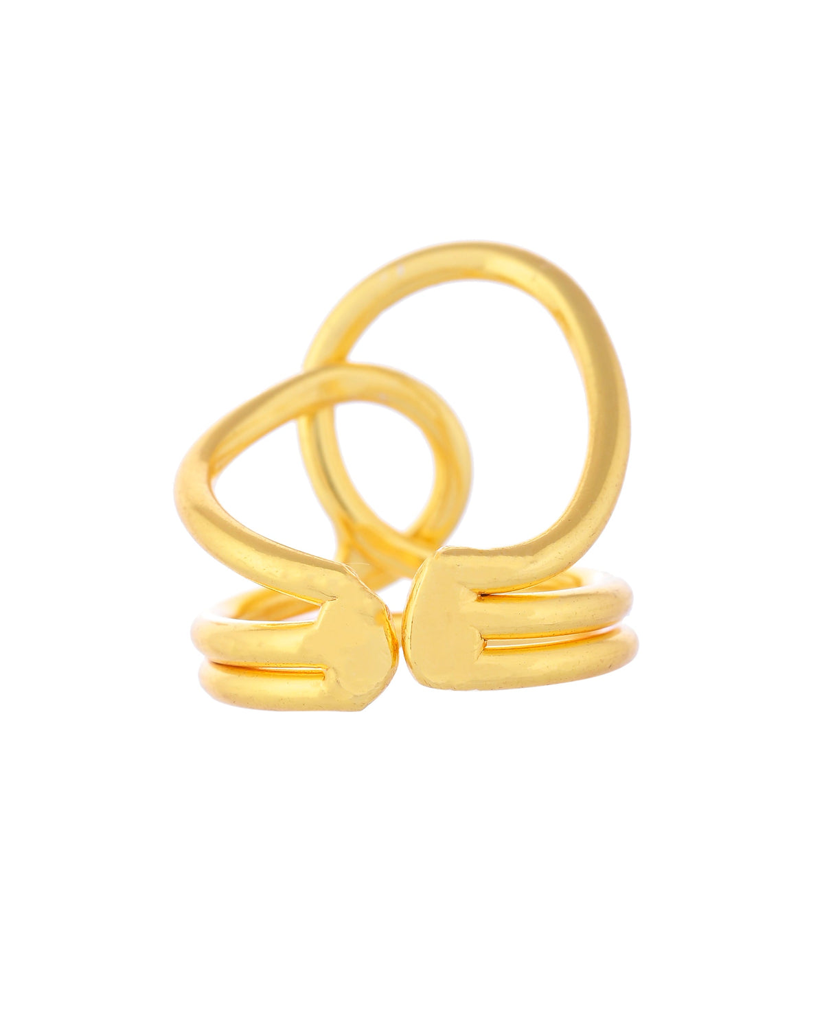 VOJ Gold-Polished Designer Anti Tarnish Finger Ring | Grocsy