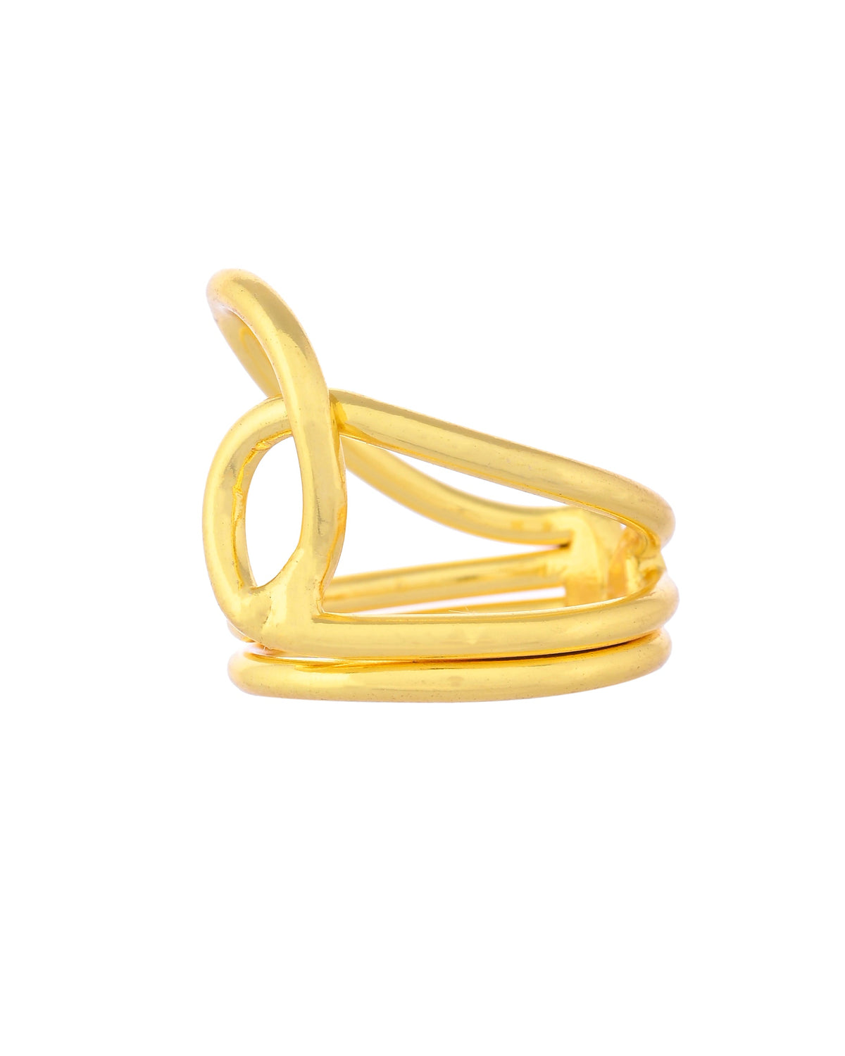 VOJ Gold-Polished Designer Anti Tarnish Finger Ring | Grocsy