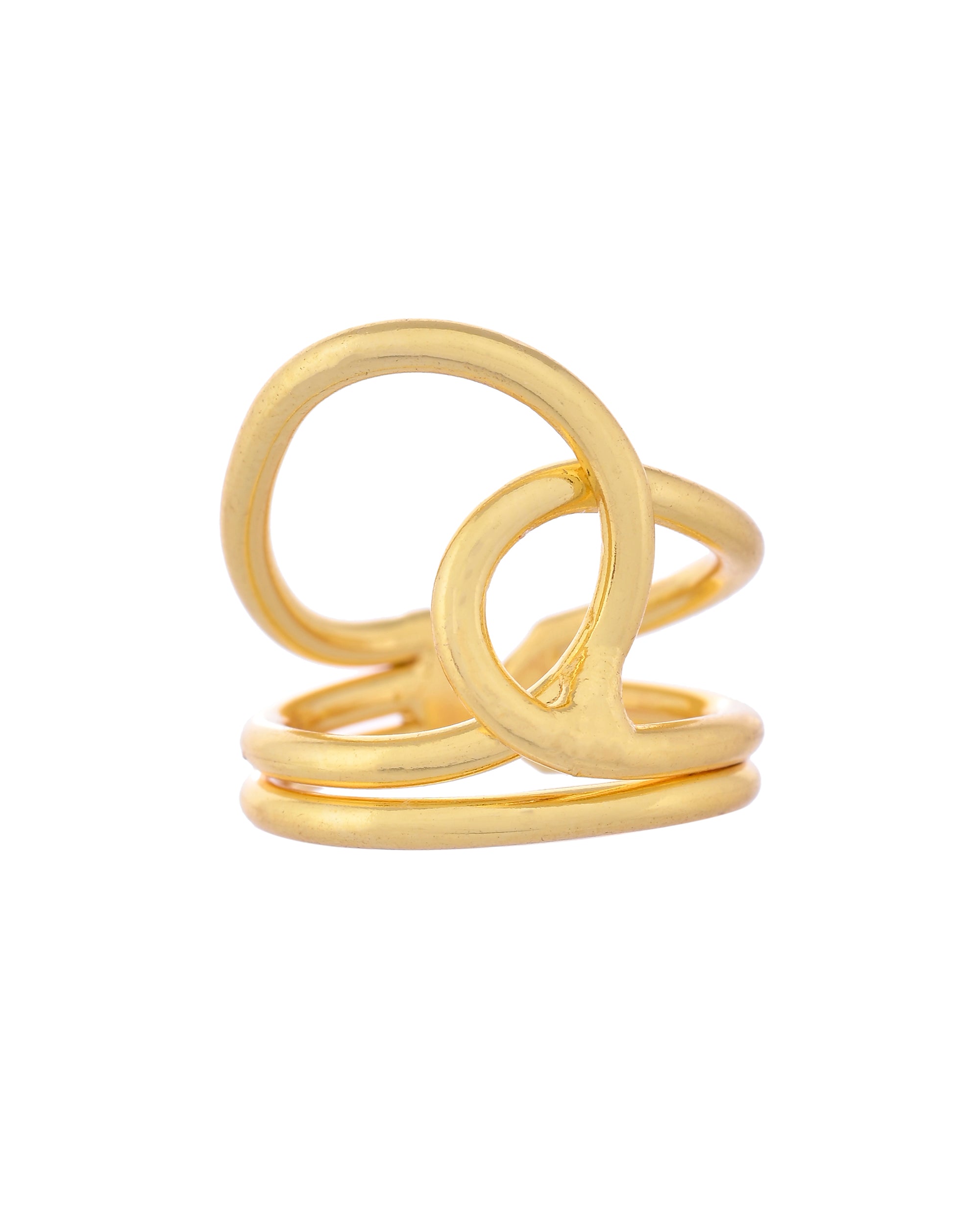 VOJ Gold-Polished Designer Anti Tarnish Finger Ring | Grocsy