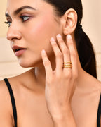 VOJ Gold-Polished Antitarnish Muti Layer Finger Ring | Grocsy