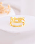VOJ Gold-Polished Antitarnish Muti Layer Finger Ring | Grocsy