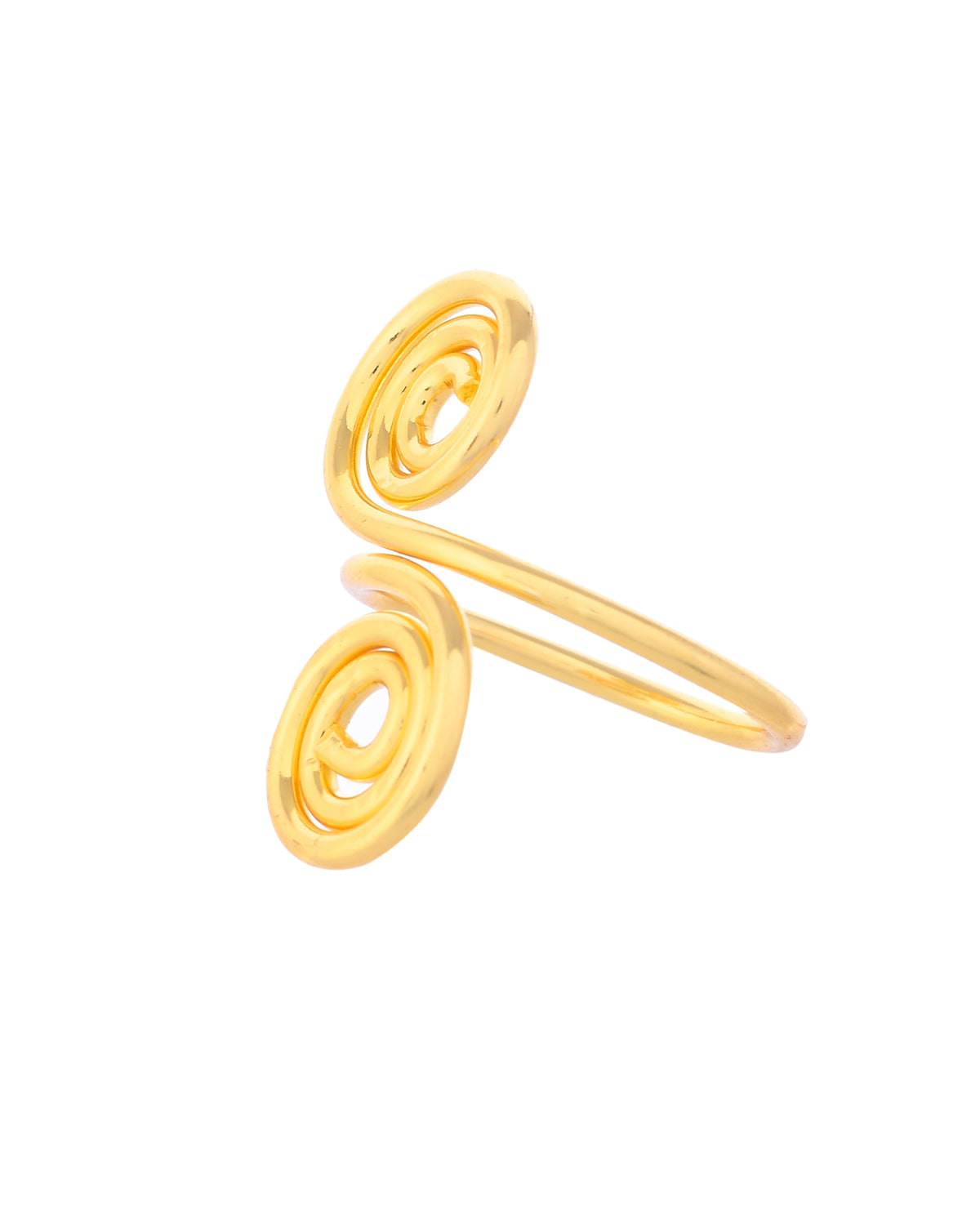 VOJ Gold-Polished Circular Designed Anti Tarnish Finger Ring | Grocsy