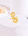 VOJ Gold-Polished Circular Designed Anti Tarnish Finger Ring | Grocsy