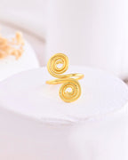 VOJ Gold-Polished Circular Designed Anti Tarnish Finger Ring | Grocsy