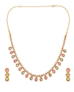 VOJ Gold Toned AD Stone Studded Classic Jewellery Set | Grocsy