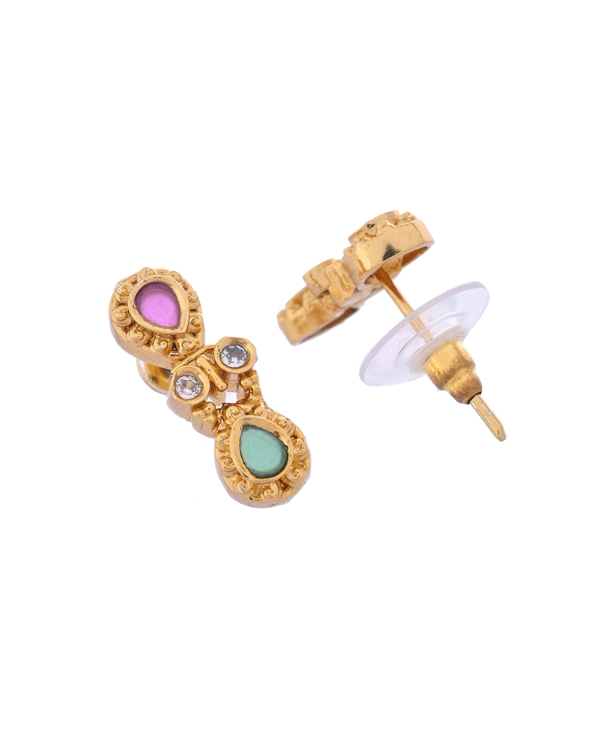 VOJ Gold Toned AD Stone Studded Classic Jewellery Set | Grocsy