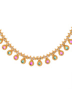 VOJ Gold Toned AD Stone Studded Classic Jewellery Set | Grocsy