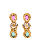 VOJ Gold Toned AD Stone Studded Classic Jewellery Set | Grocsy