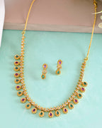 VOJ Gold Toned AD Stone Studded Classic Jewellery Set | Grocsy