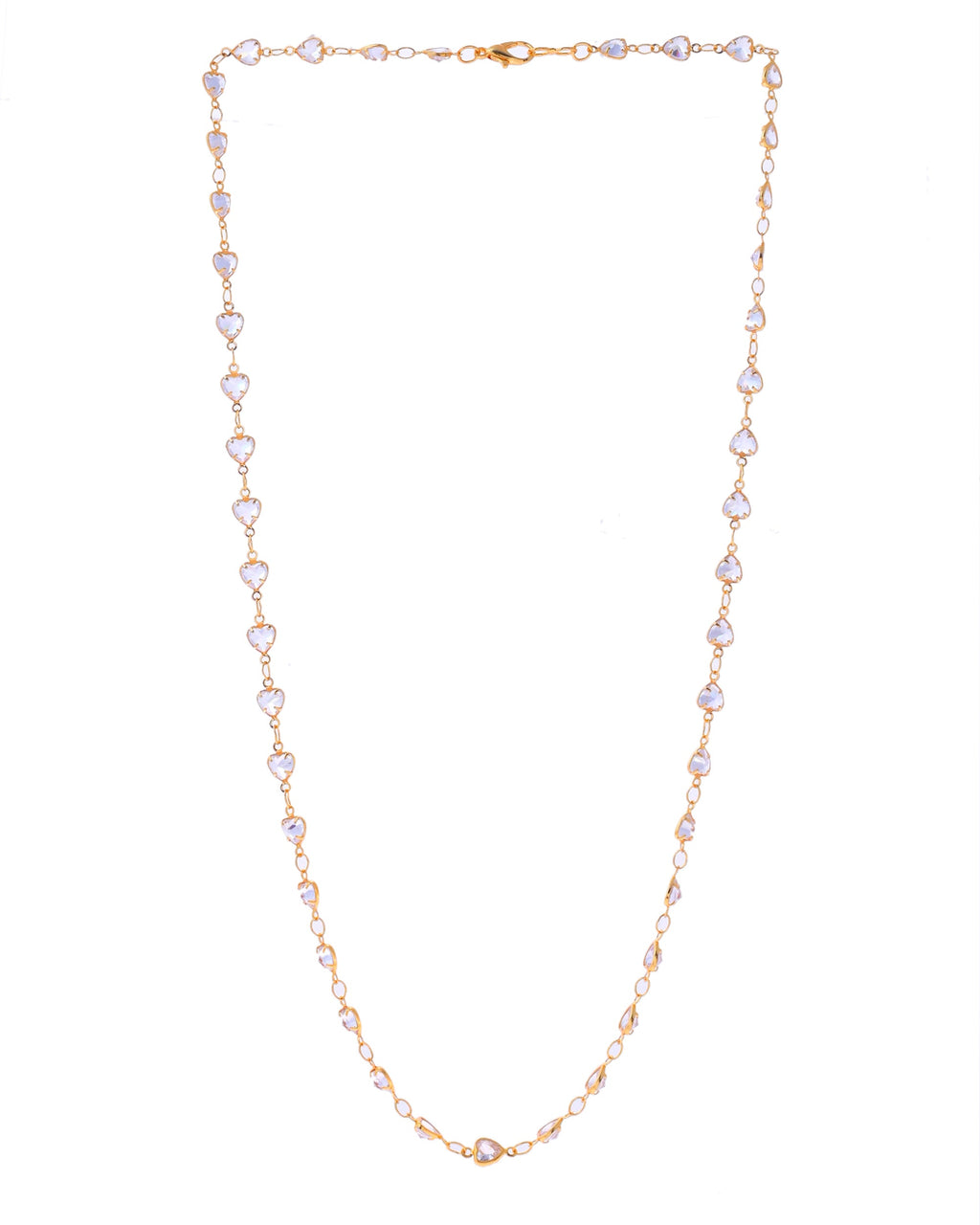 VOJ Women Gold-Polished Heart Shaped Stone Studded Chain | Grocsy