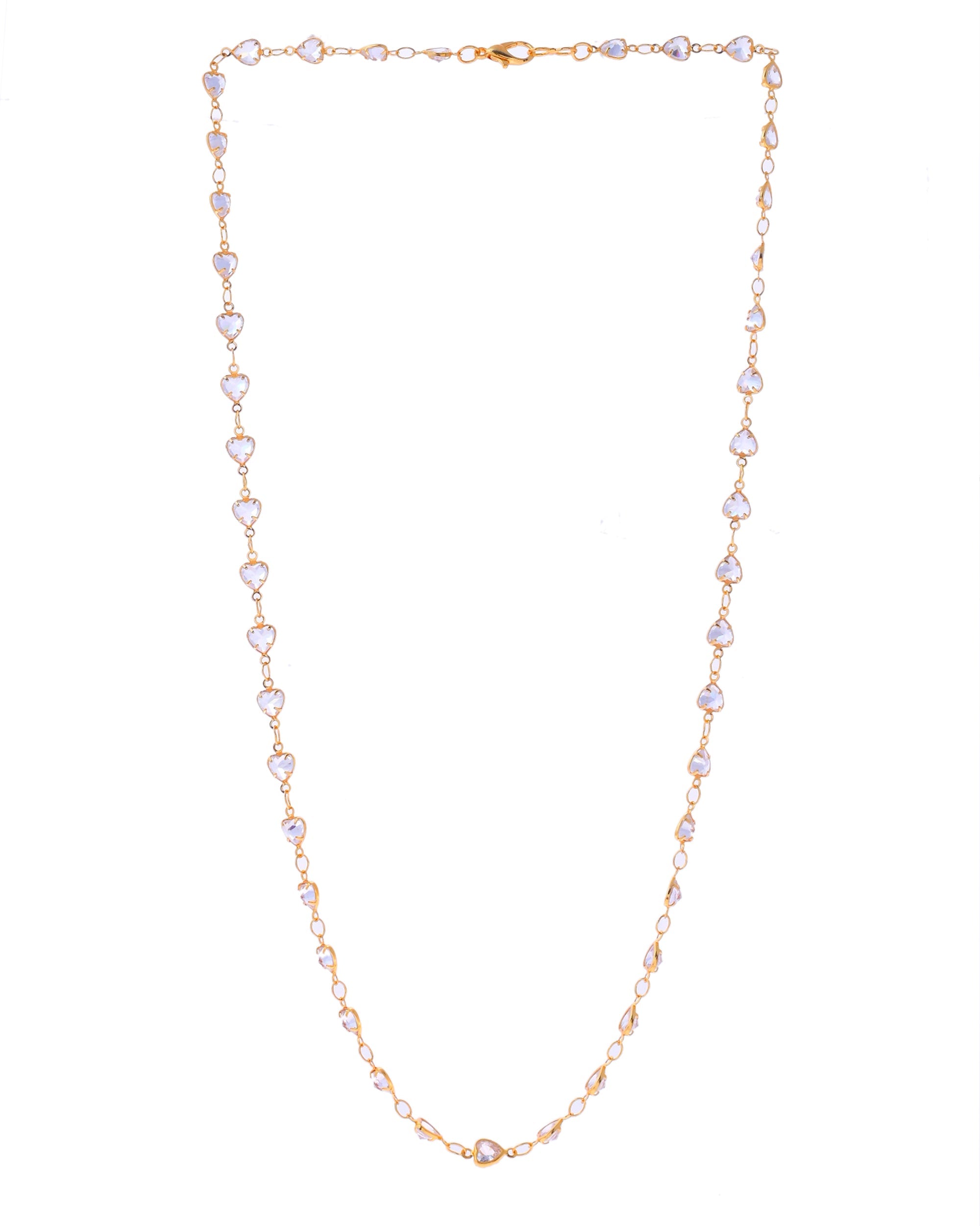 VOJ Women Gold-Polished Heart Shaped Stone Studded Chain | Grocsy