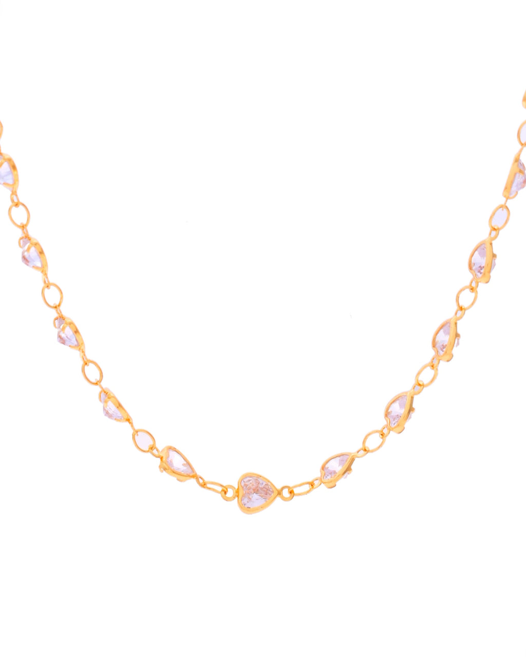 VOJ Women Gold-Polished Heart Shaped Stone Studded Chain | Grocsy
