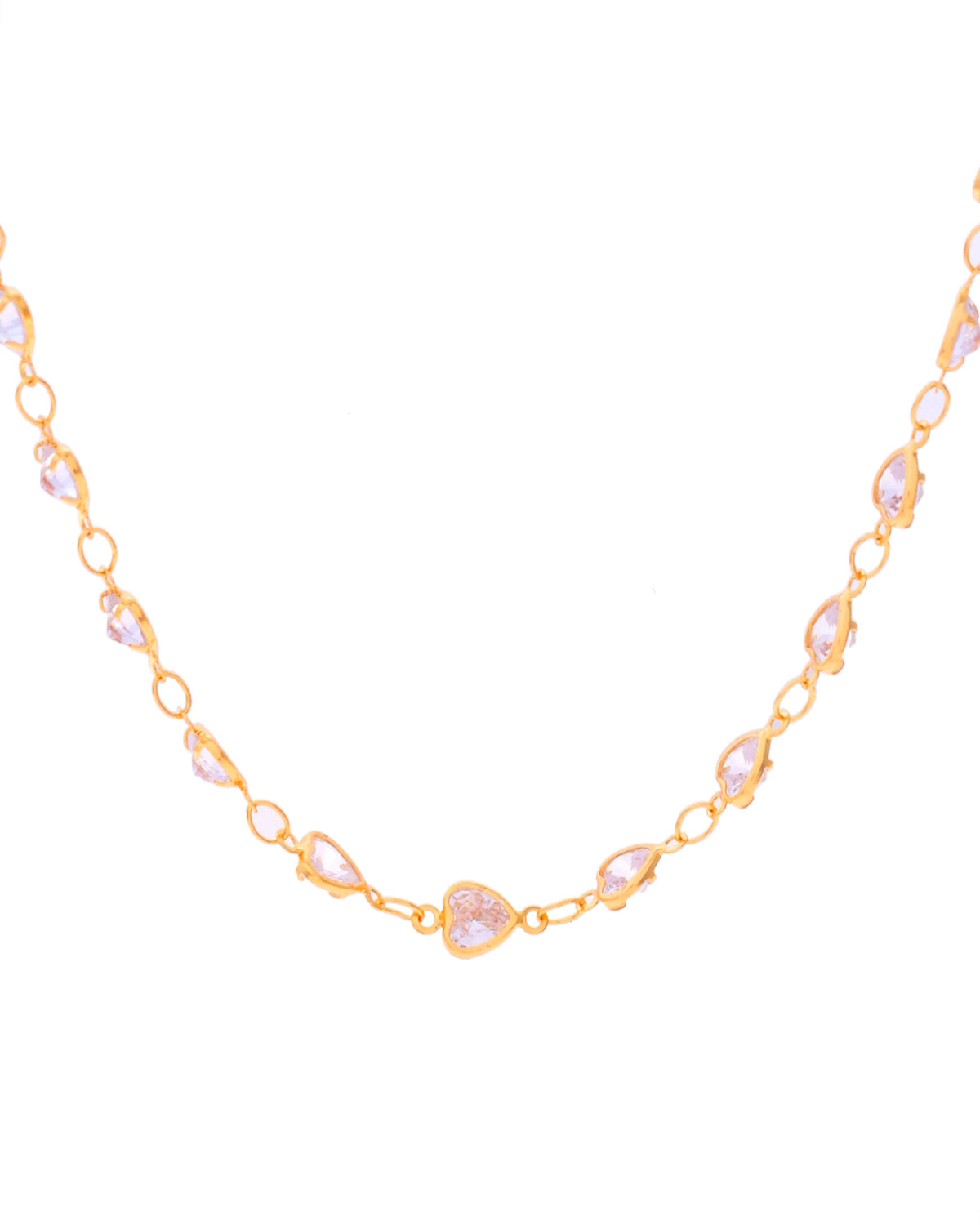 VOJ Women Gold-Polished Heart Shaped Stone Studded Chain | Grocsy