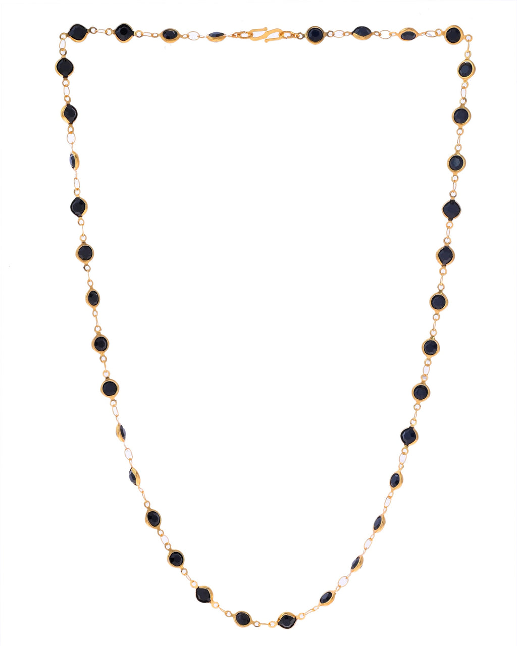VOJ Gold-Polished Black Stone Studded Women Chain | Grocsy