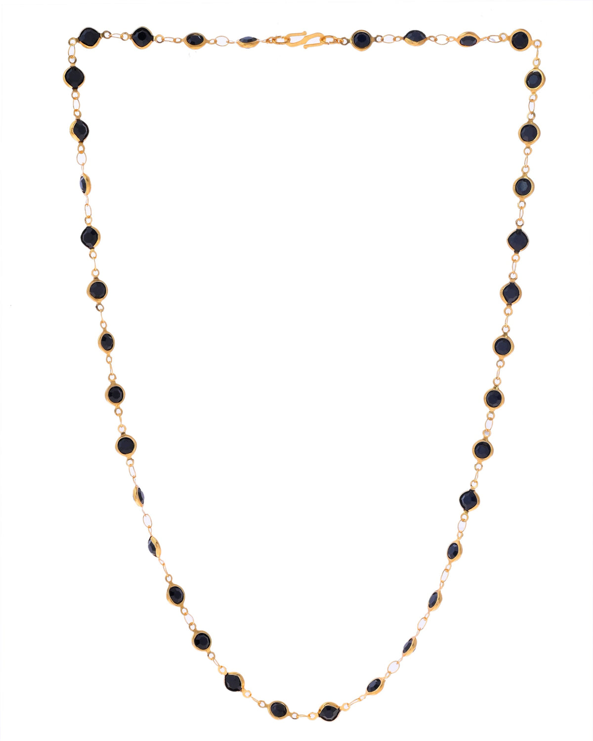 VOJ Gold-Polished Black Stone Studded Women Chain | Grocsy