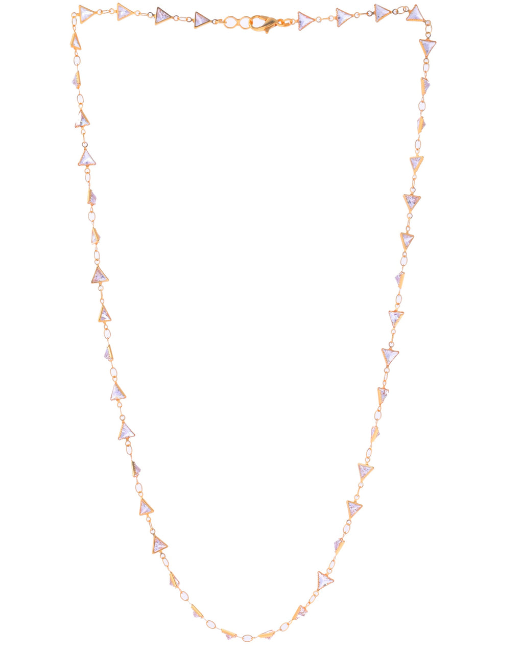 VOJ Women Gold-Polished Triangular Stone Studded Chain | Grocsy