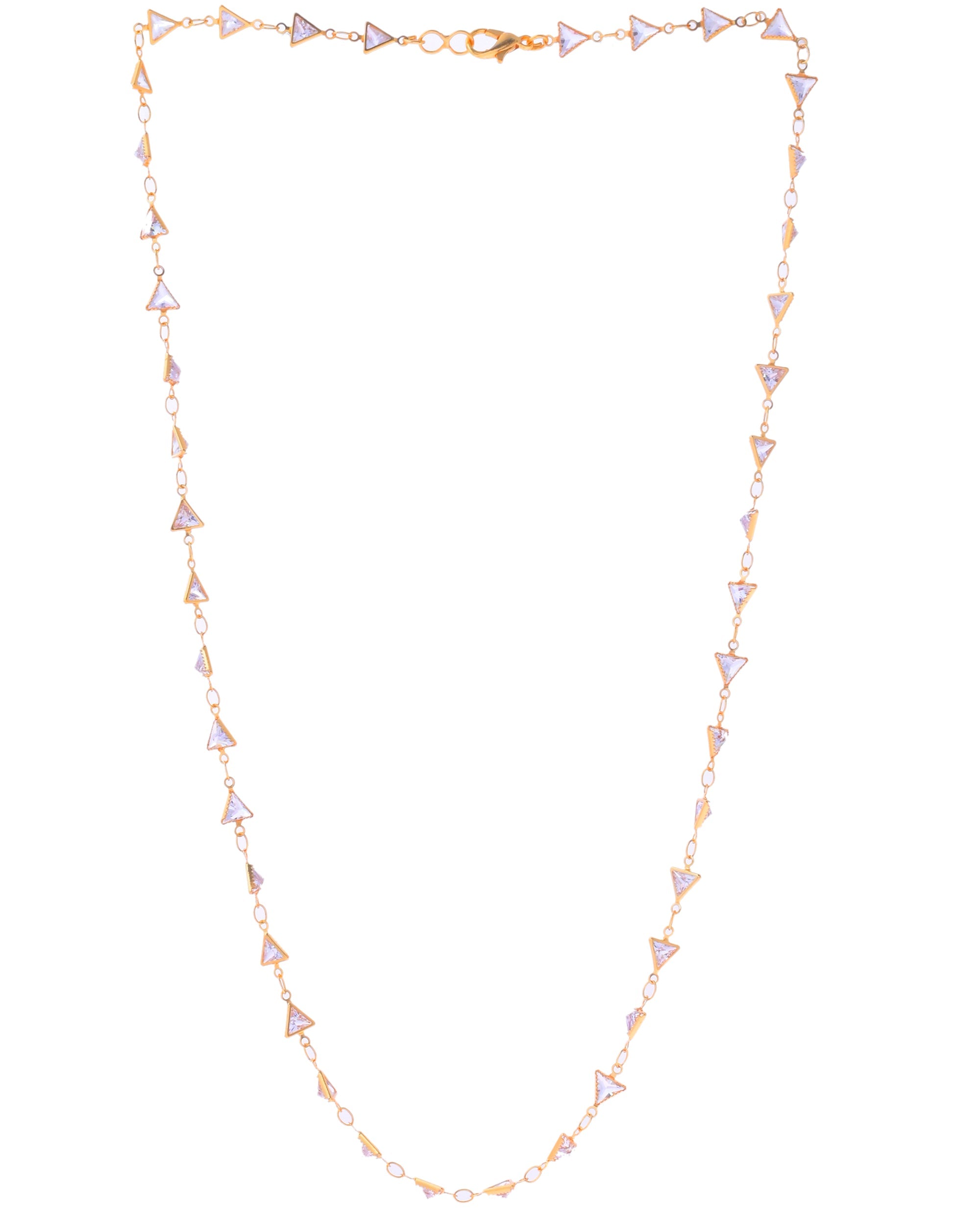 VOJ Women Gold-Polished Triangular Stone Studded Chain | Grocsy